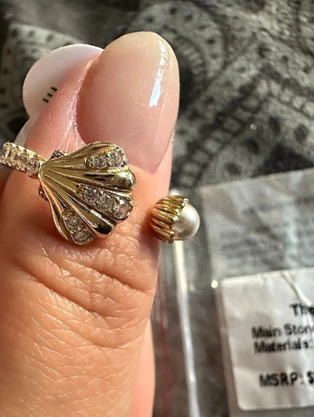 Bomb Party Sterling Club Vermeil Shell Ring “The Tidal Pearl Ring”